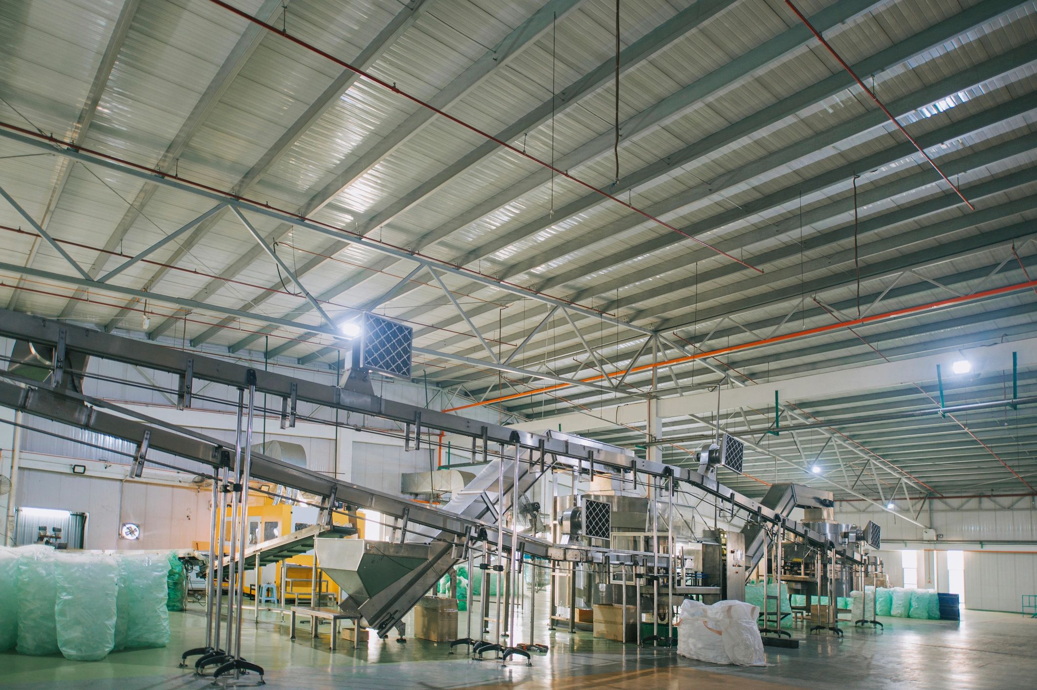 Industrial production line equipment in a facility